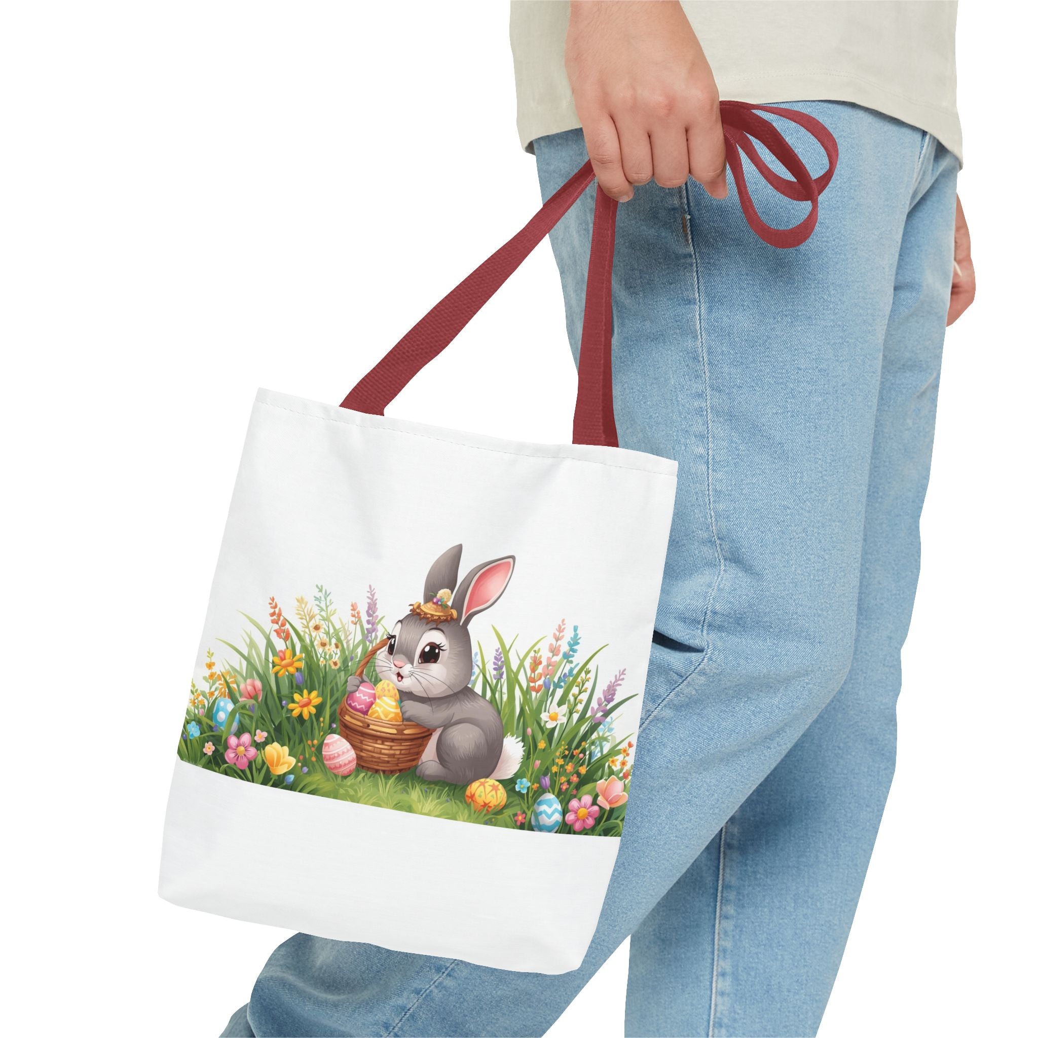 Easter Bunny Garden Tote Bag — Cute Bunny with Eggs Spring Shopping Tote