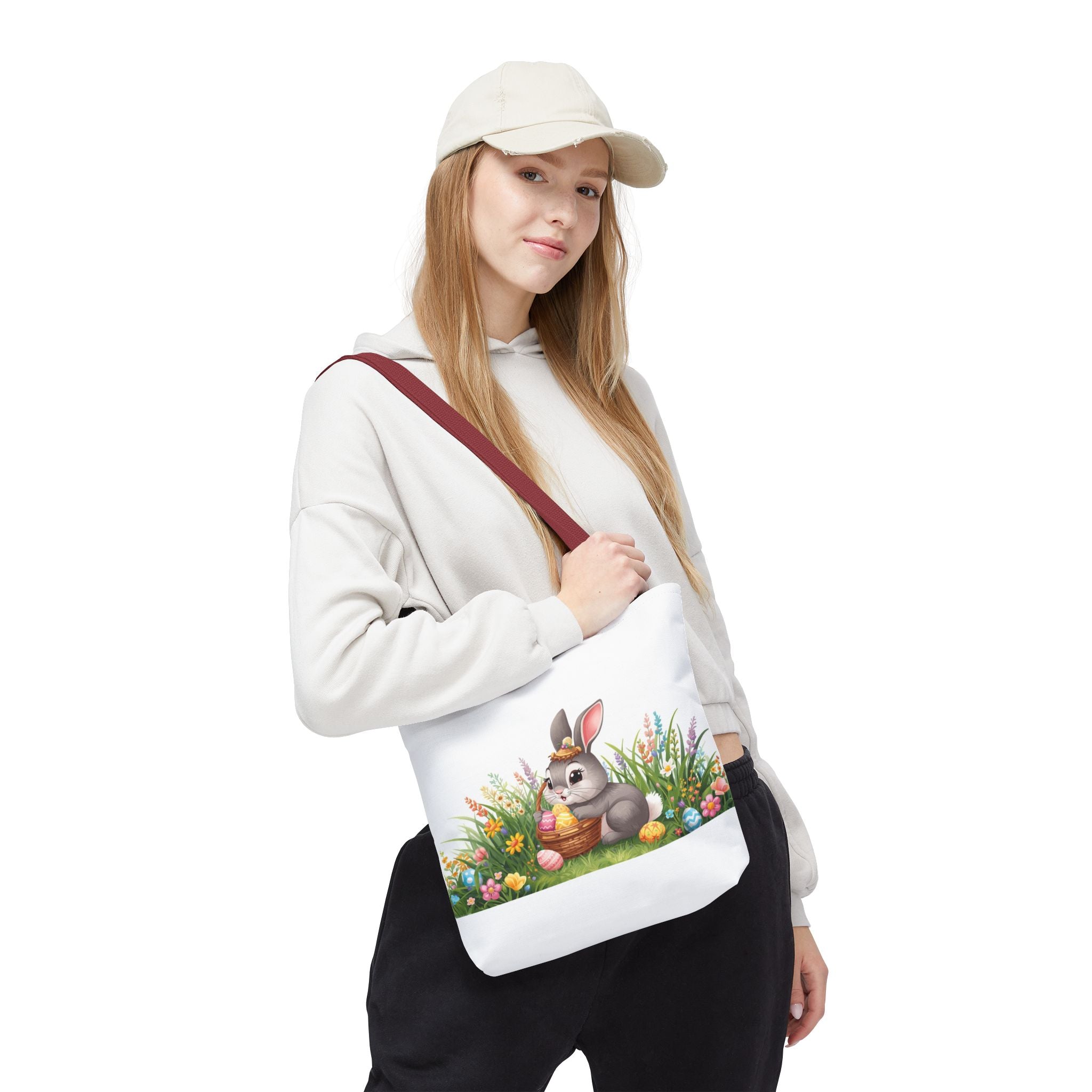 Easter Bunny Garden Tote Bag — Cute Bunny with Eggs Spring Shopping Tote