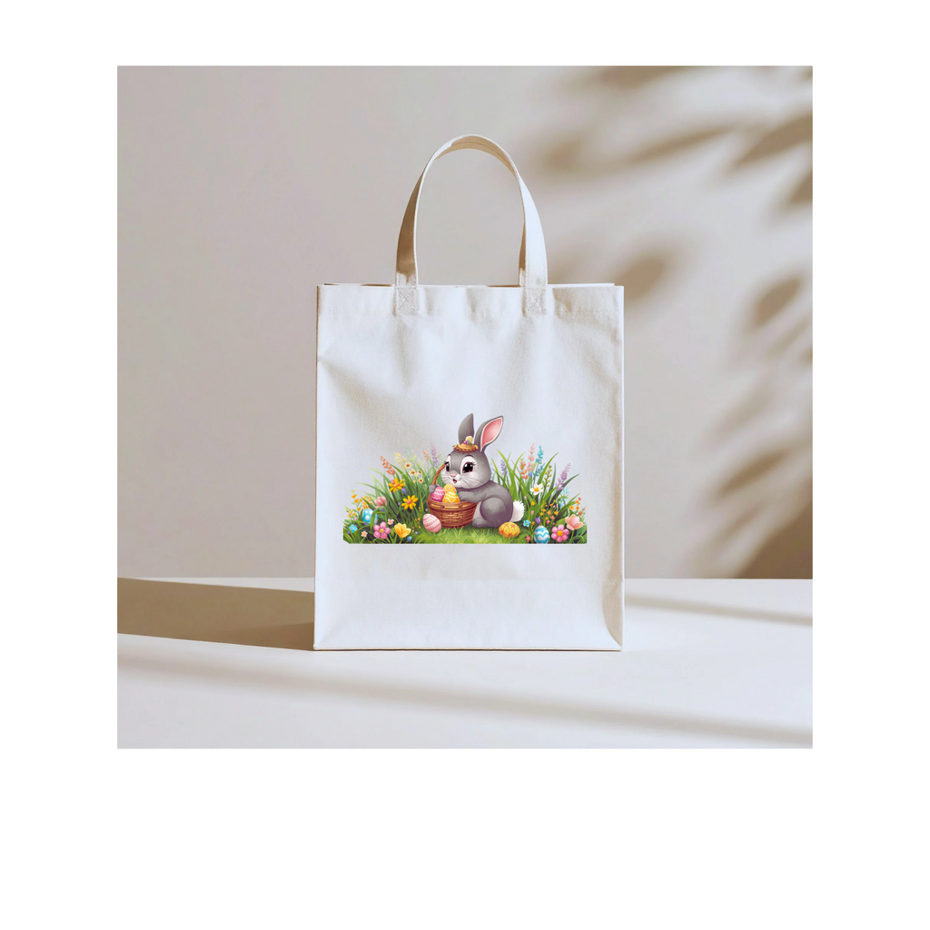 Easter Bunny Garden Tote Bag — Cute Bunny with Eggs Spring Shopping Tote