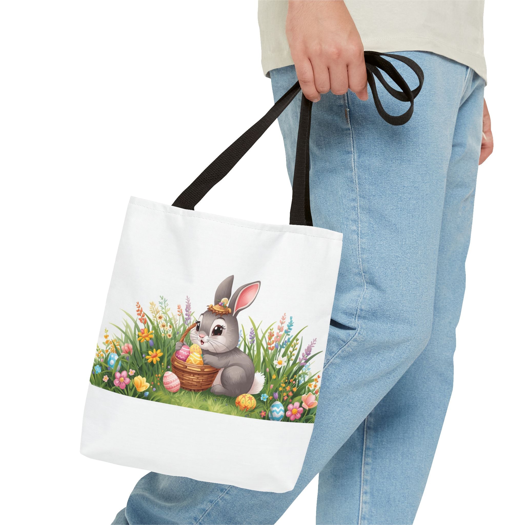 Easter Bunny Garden Tote Bag — Cute Bunny with Eggs Spring Shopping Tote